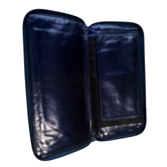 Vintage Whiting & Davis Sparkle Chain Mesh Zip-Around Wallet Midnight Blue - Picture 4 of 5